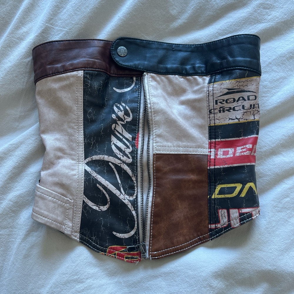 Jaded London Brown Tan Black Patchwork Mini Skirt Set - Picture 4 of 7